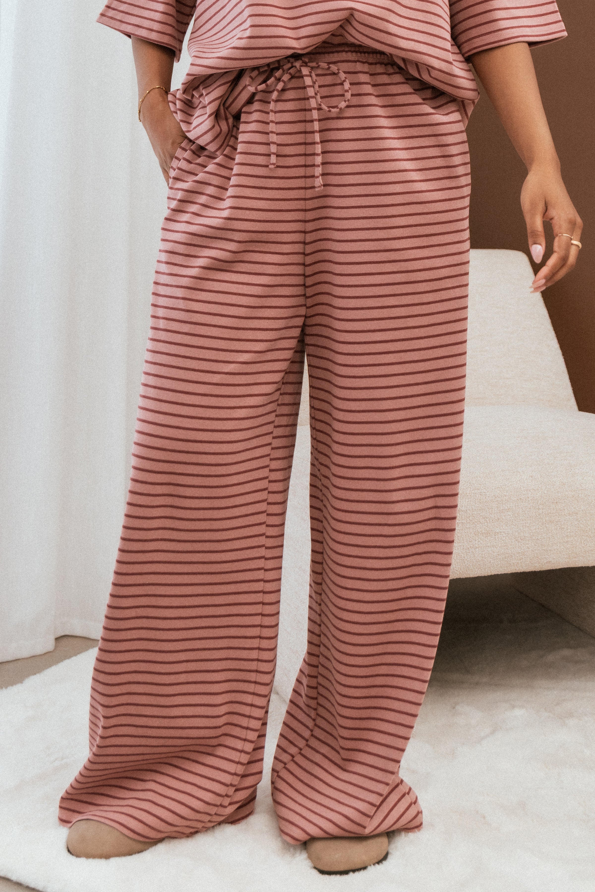 BOTTOMS Wilda Knit Pant - Pink Red Stripe