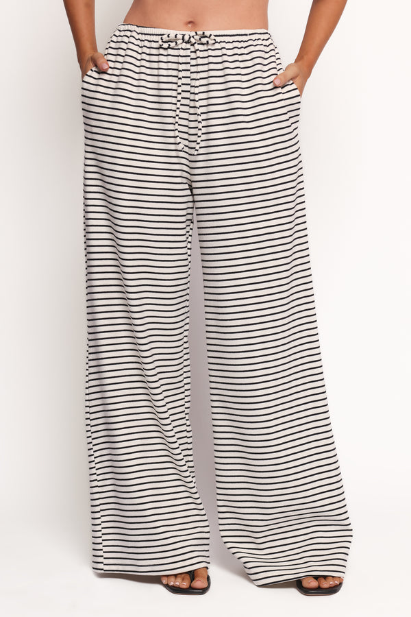 BOTTOMS Wilda Knit Pant - White Black Stripe