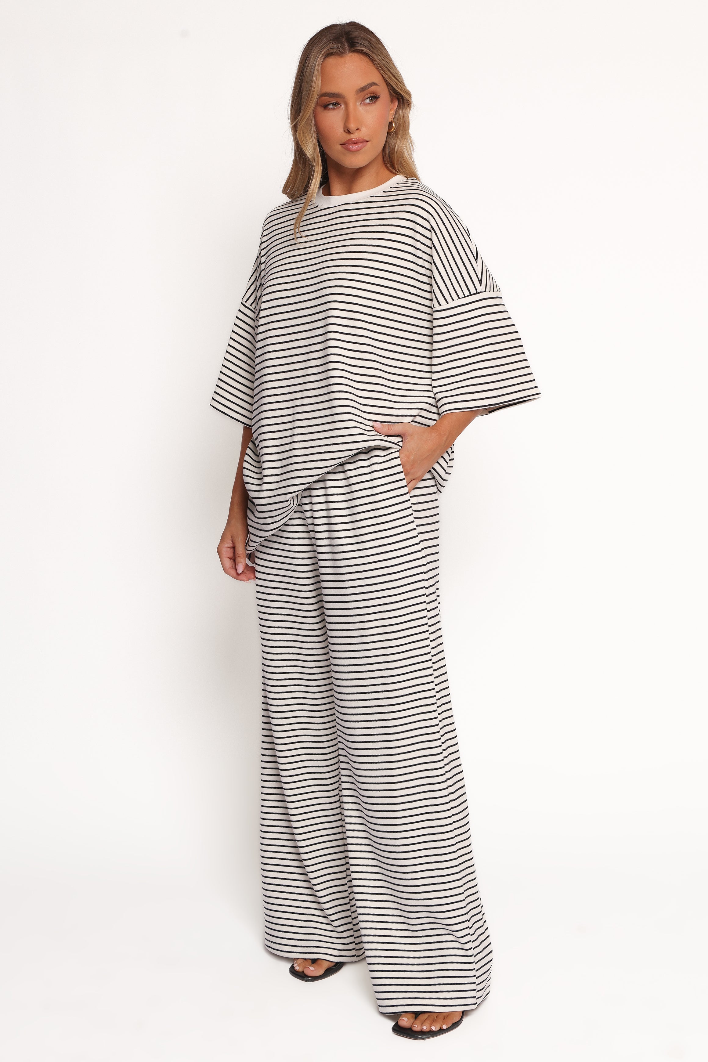 BOTTOMS Wilda Knit Pant - White Black Stripe