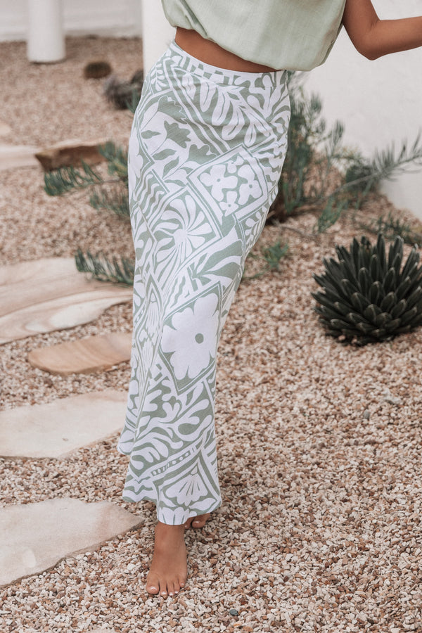 BOTTOMS Willow Maxi Skirt - Sage Print