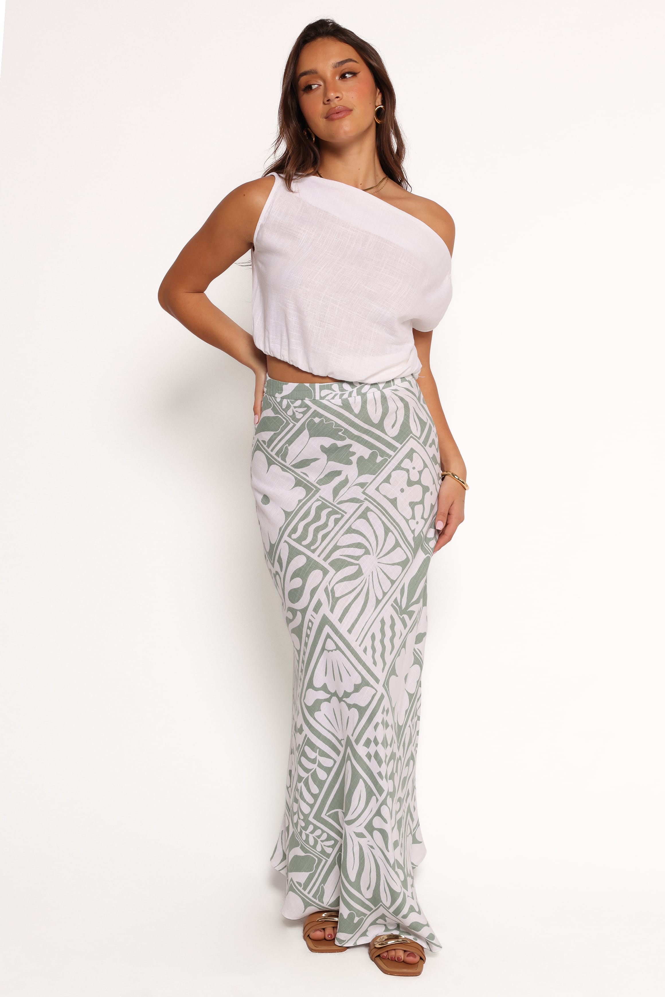 BOTTOMS Willow Maxi Skirt - Sage Print