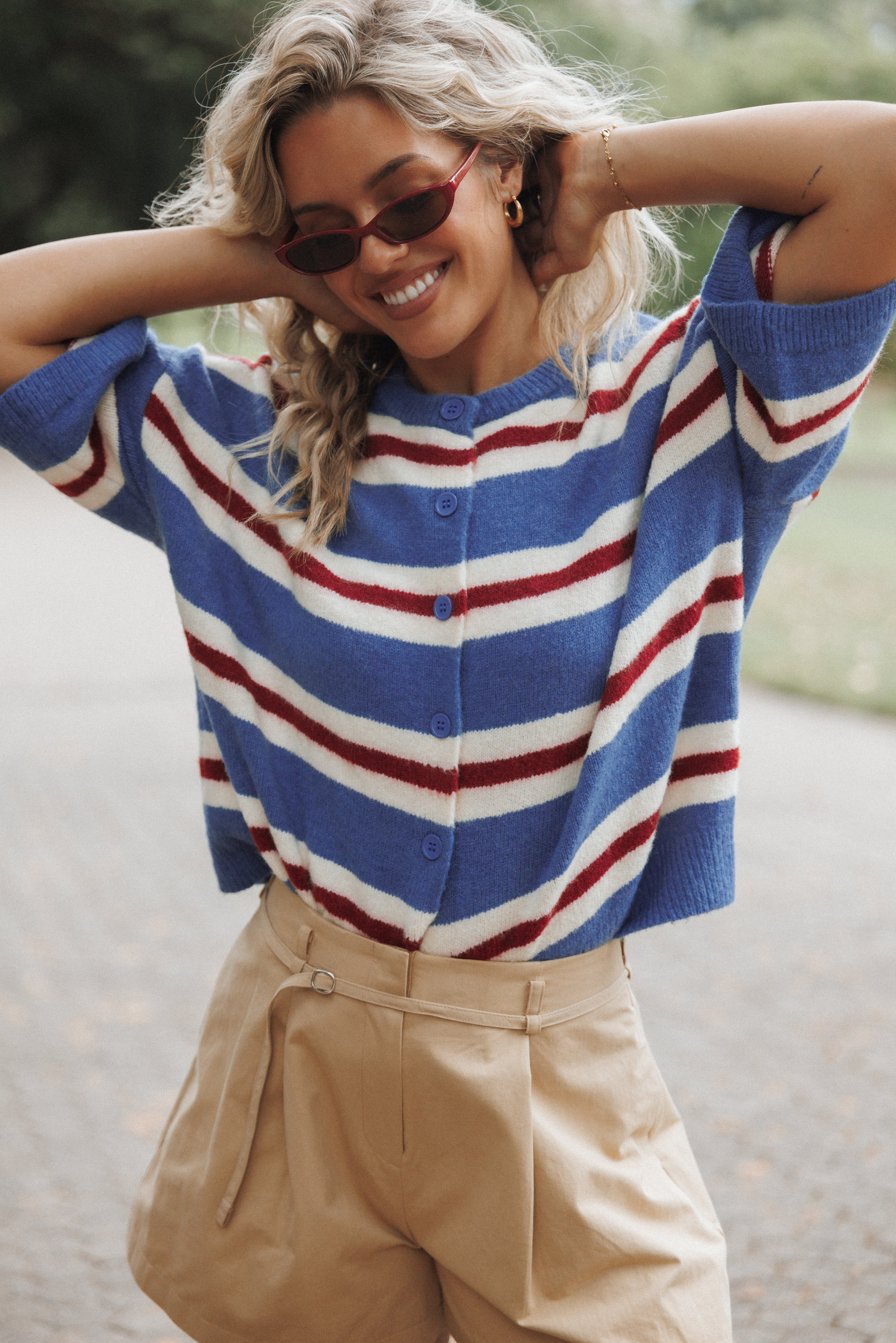 BOTTOMS Winona Pleated Front Tailored Long Short - Taupe