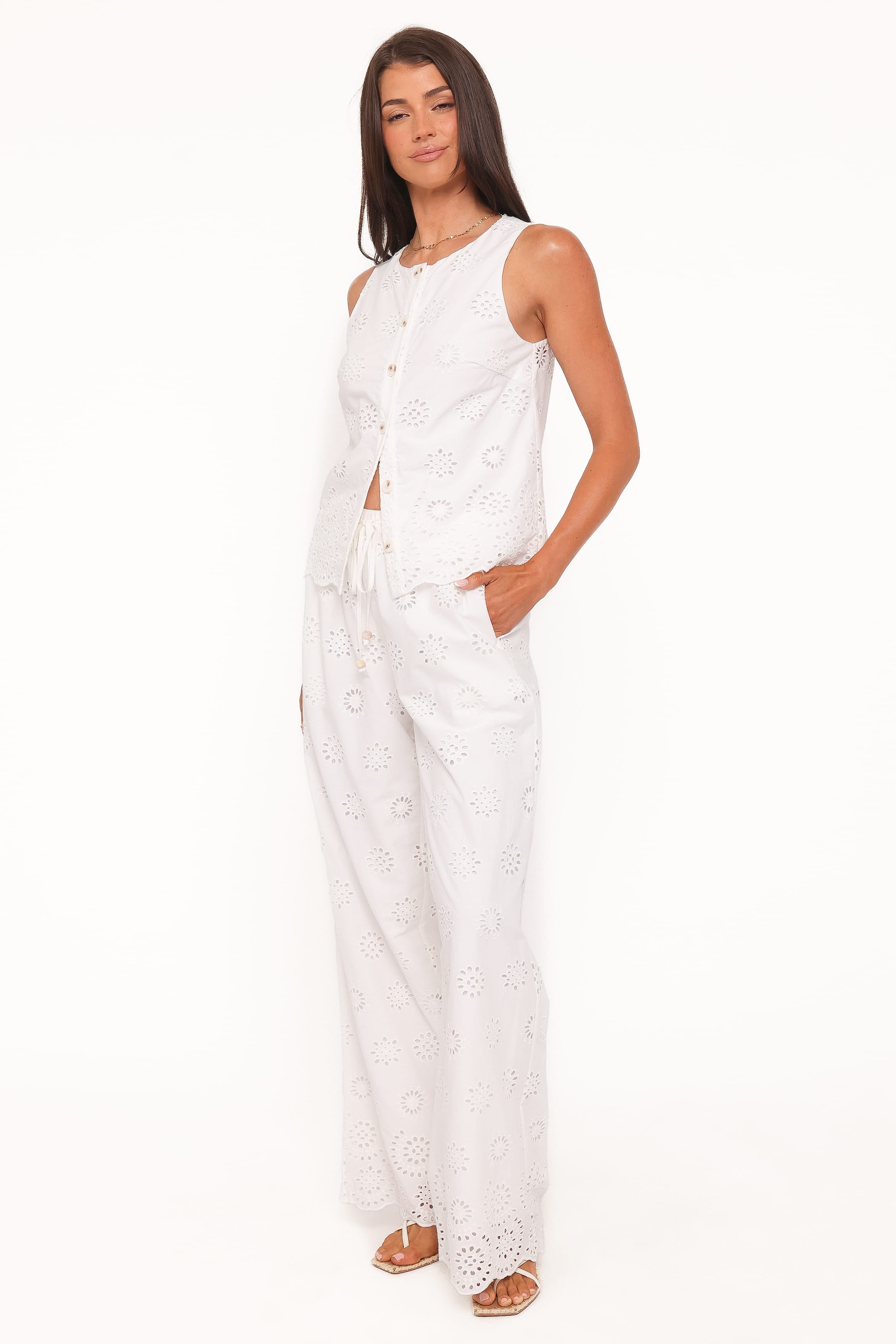 BOTTOMS Wren Pant - White Broderie