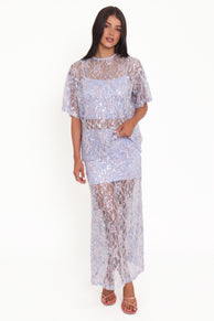 BOTTOMS @Yonder Sheer Panel Lace Maxi Skirt - Purple