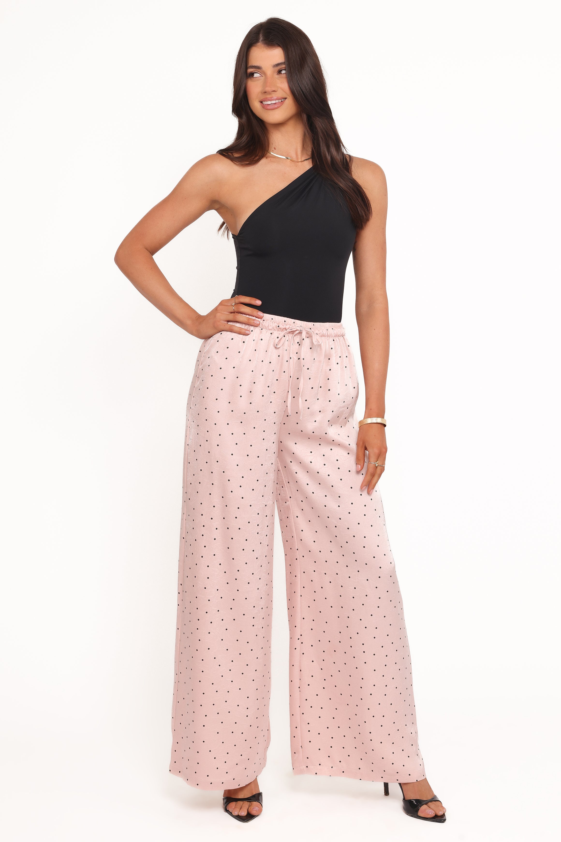 BOTTOMS Zadie Drawstring Wide Leg Pant - Polka Dot Print