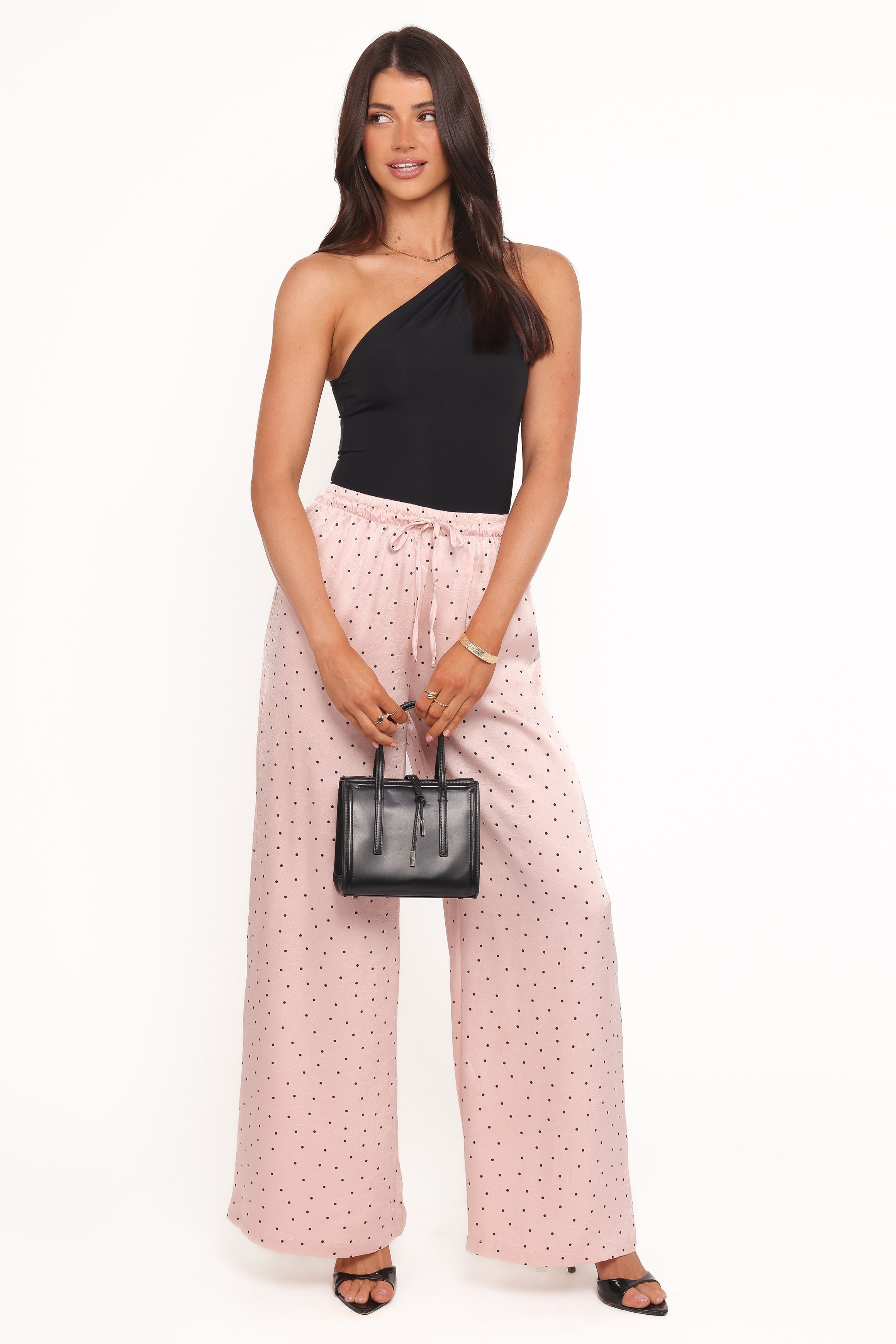 BOTTOMS Zadie Drawstring Wide Leg Pant - Polka Dot Print
