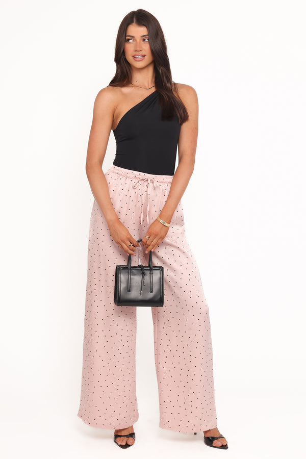 BOTTOMS Zadie Drawstring Wide Leg Pant - Polka Dot Print