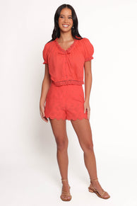 BOTTOMS Zafira Lace Trim Shorts - Coral