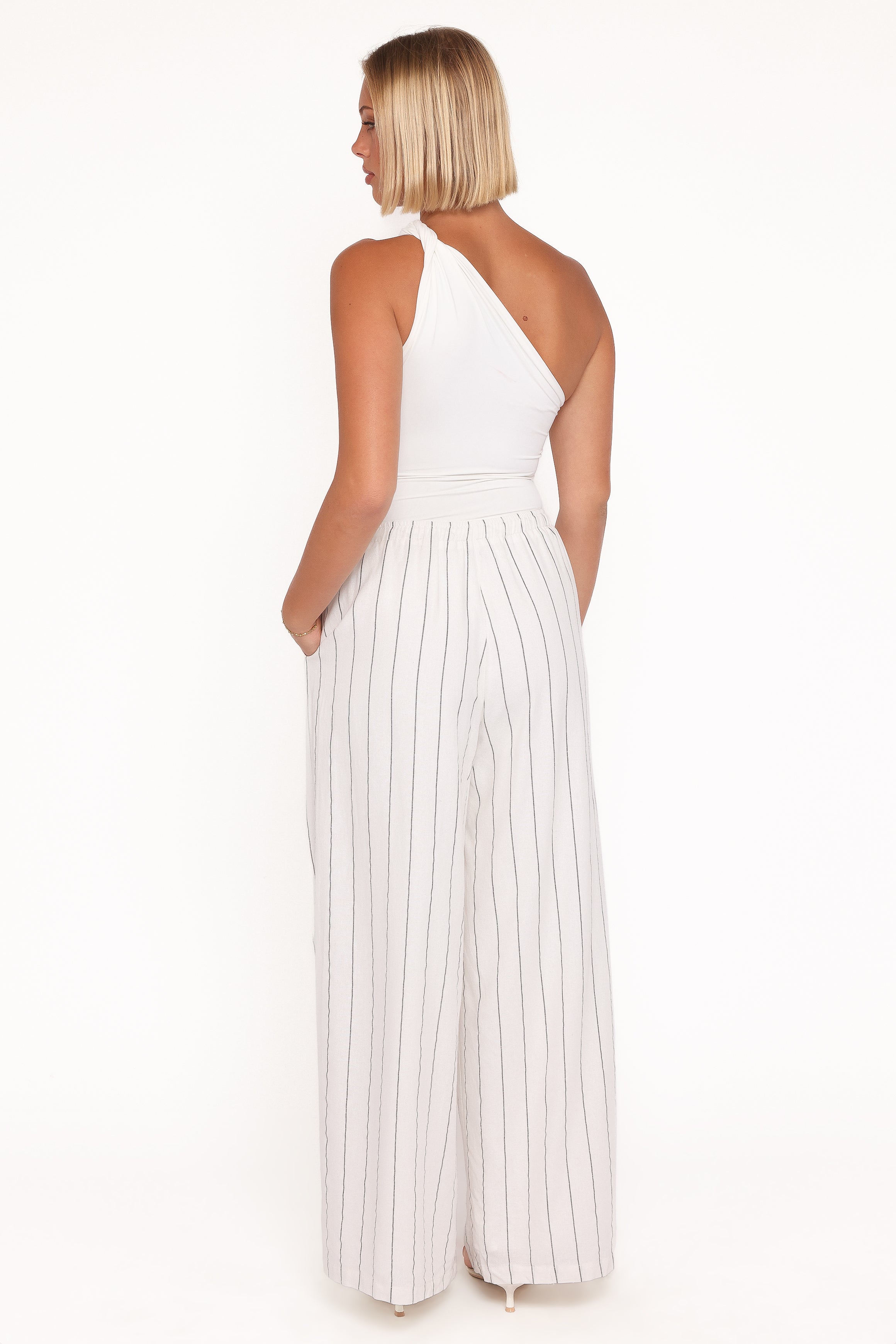 BOTTOMS Zane Tie Waist Pant - White Stripe