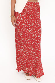 BOTTOMS Zoella Maxi Skirt - Red Floral