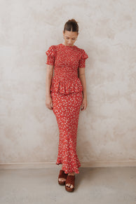 BOTTOMS Zoella Maxi Skirt - Red Floral