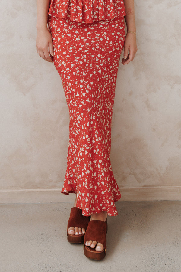 BOTTOMS Zoella Maxi Skirt - Red Floral