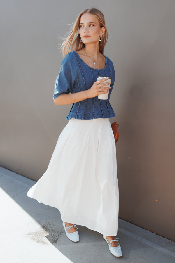 BOTTOMS Zoey Maxi Skirt - White