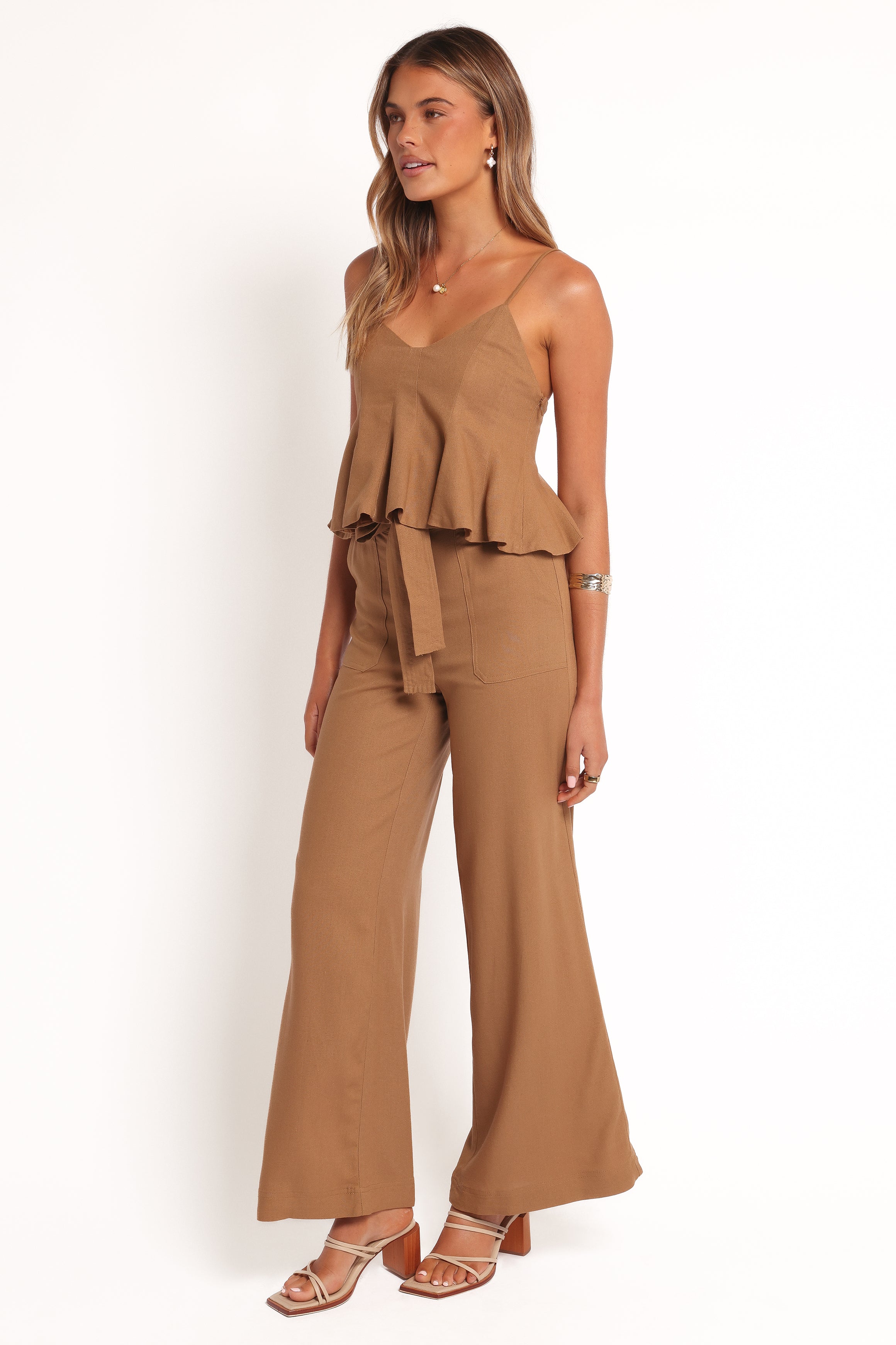 BOTTOMS Zuva Tie Waist Pant - Golden Palm