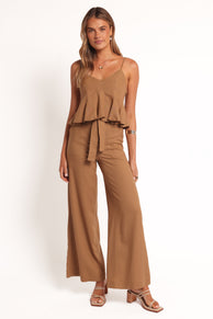 BOTTOMS Zuva Tie Waist Pant - Golden Palm