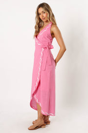 DRESSES @Abigail Wrap Midi Dress - Pink