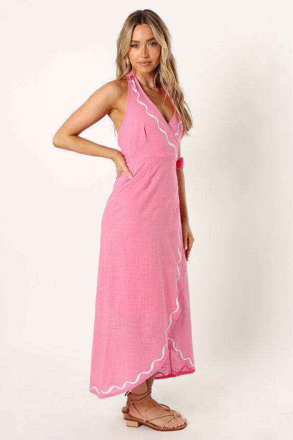 DRESSES @Abigail Wrap Midi Dress - Pink