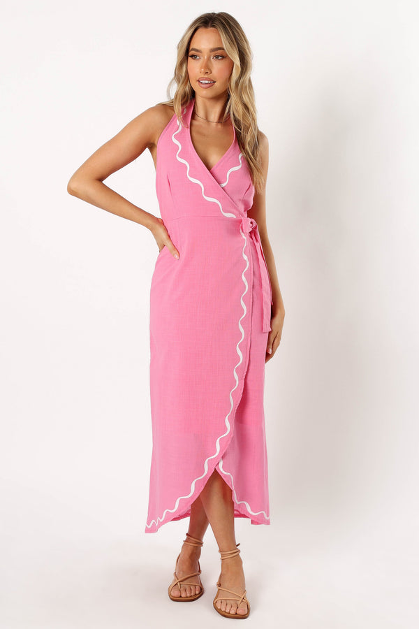 DRESSES @Abigail Wrap Midi Dress - Pink