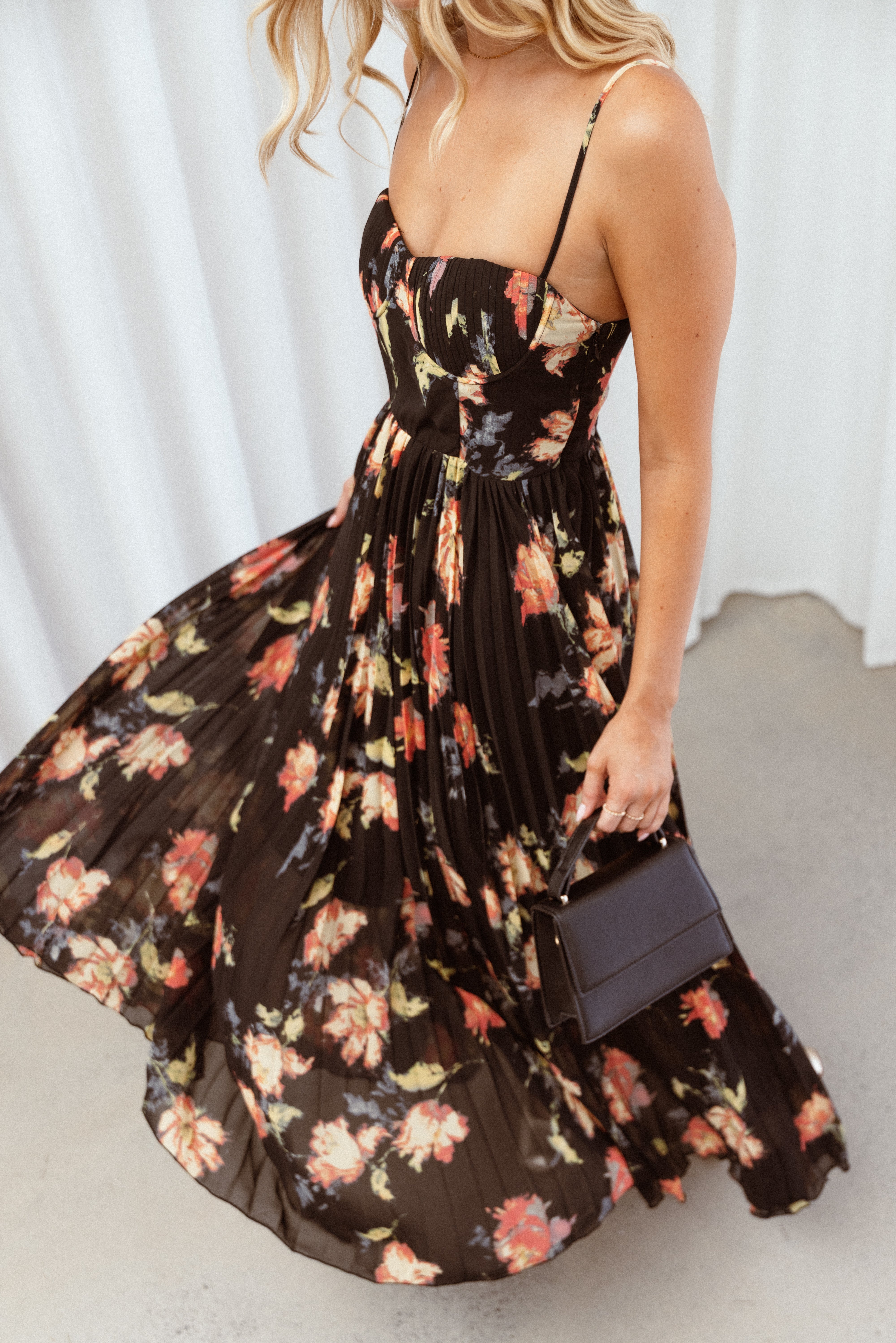 DRESSES Achanti Pleated Maxi Dress - Black Multi