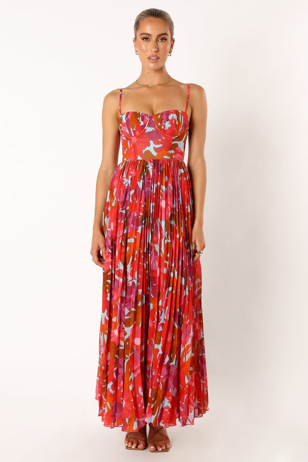 DRESSES @Achanti Pleated Maxi Dress - Pink Azalea