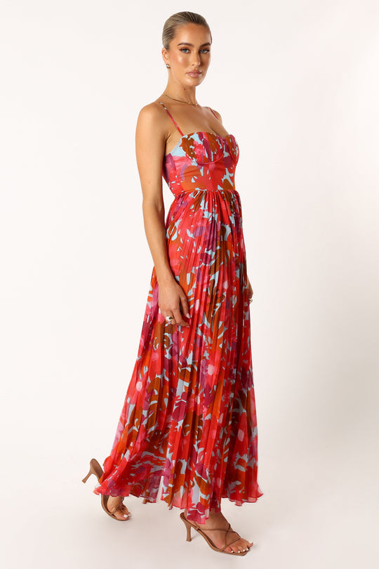 Achanti Pleated Maxi Dress - Pink Azalea - Petal & Pup