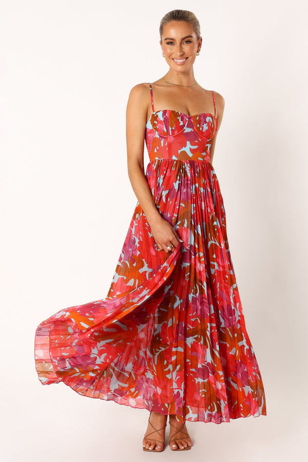 DRESSES @Achanti Pleated Maxi Dress - Pink Azalea