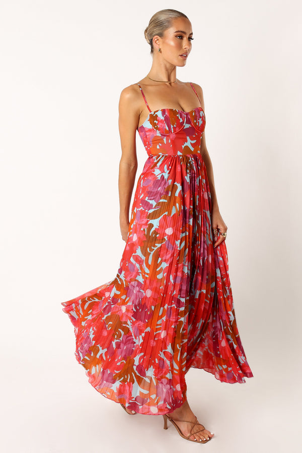 DRESSES @Achanti Pleated Maxi Dress - Pink Azalea