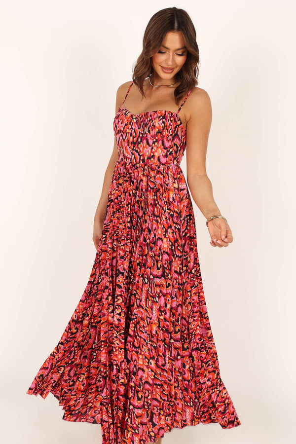 DRESSES @Achanti Pleated Maxi Dress - Pink Multi