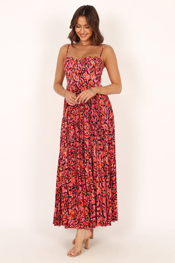 DRESSES @Achanti Pleated Maxi Dress - Pink Multi