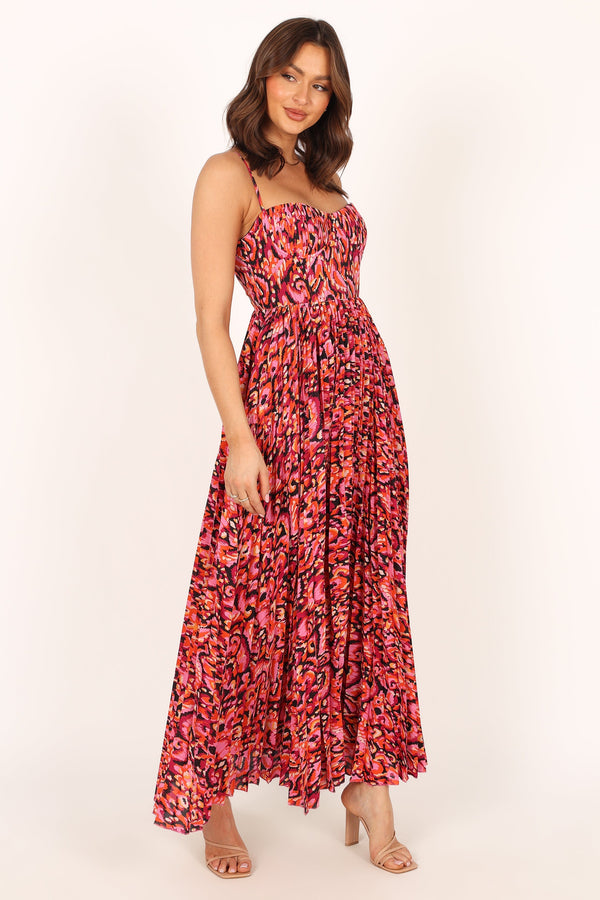 DRESSES @Achanti Pleated Maxi Dress - Pink Multi