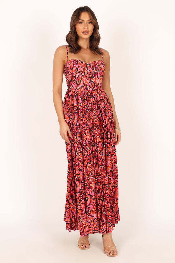 DRESSES @Achanti Pleated Maxi Dress - Pink Multi