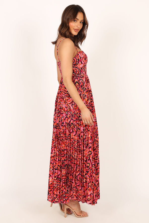 DRESSES @Achanti Pleated Maxi Dress - Pink Multi