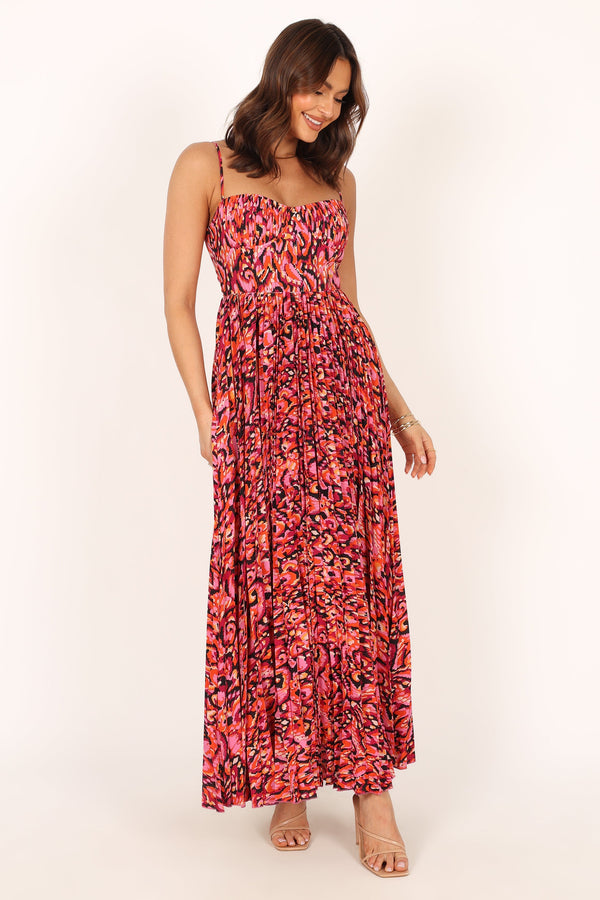 DRESSES @Achanti Pleated Maxi Dress - Pink Multi