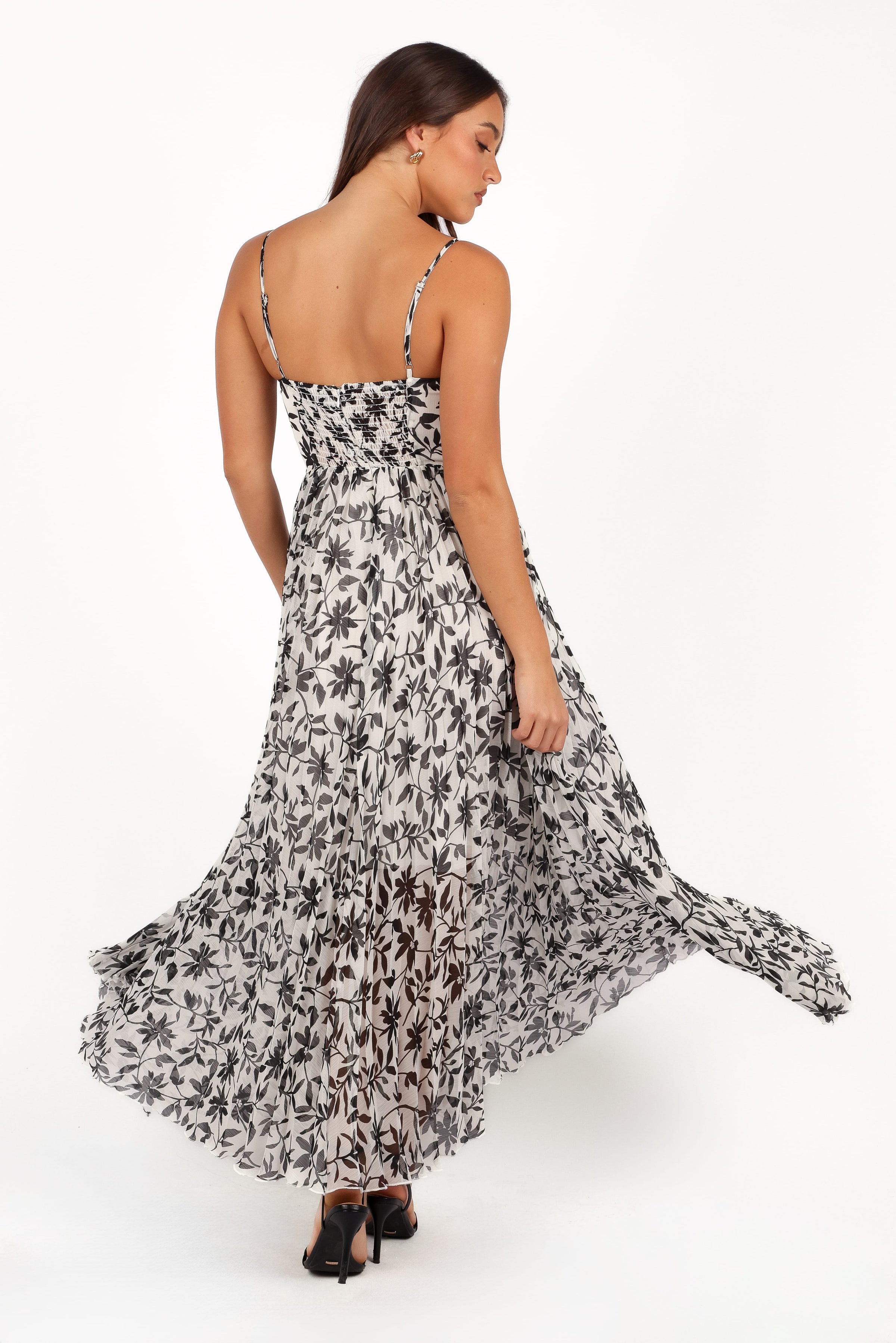 DRESSES Achanti Pleated Maxi Dress - White Black Floral