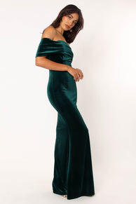 DRESSES @Adair Off Shoulder Maxi Dress - Emerald Green