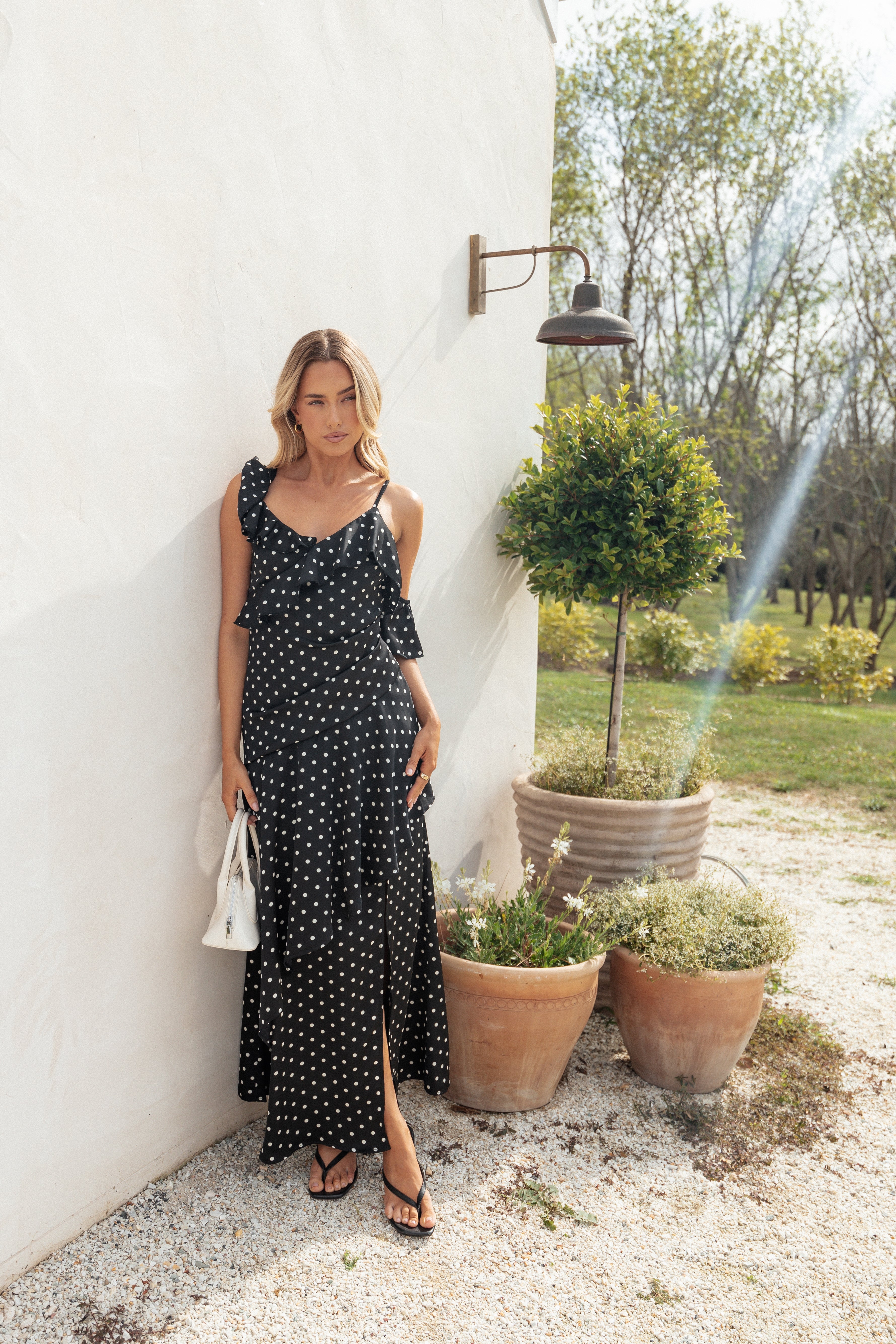 DRESSES Adelina Maxi Dress - Black Polka Dot