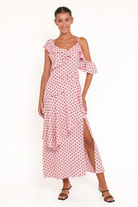 DRESSES Adelina Maxi Dress - Pink Polka Dot