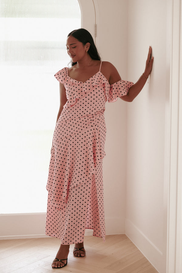 DRESSES Adelina Maxi Dress - Pink Polka Dot