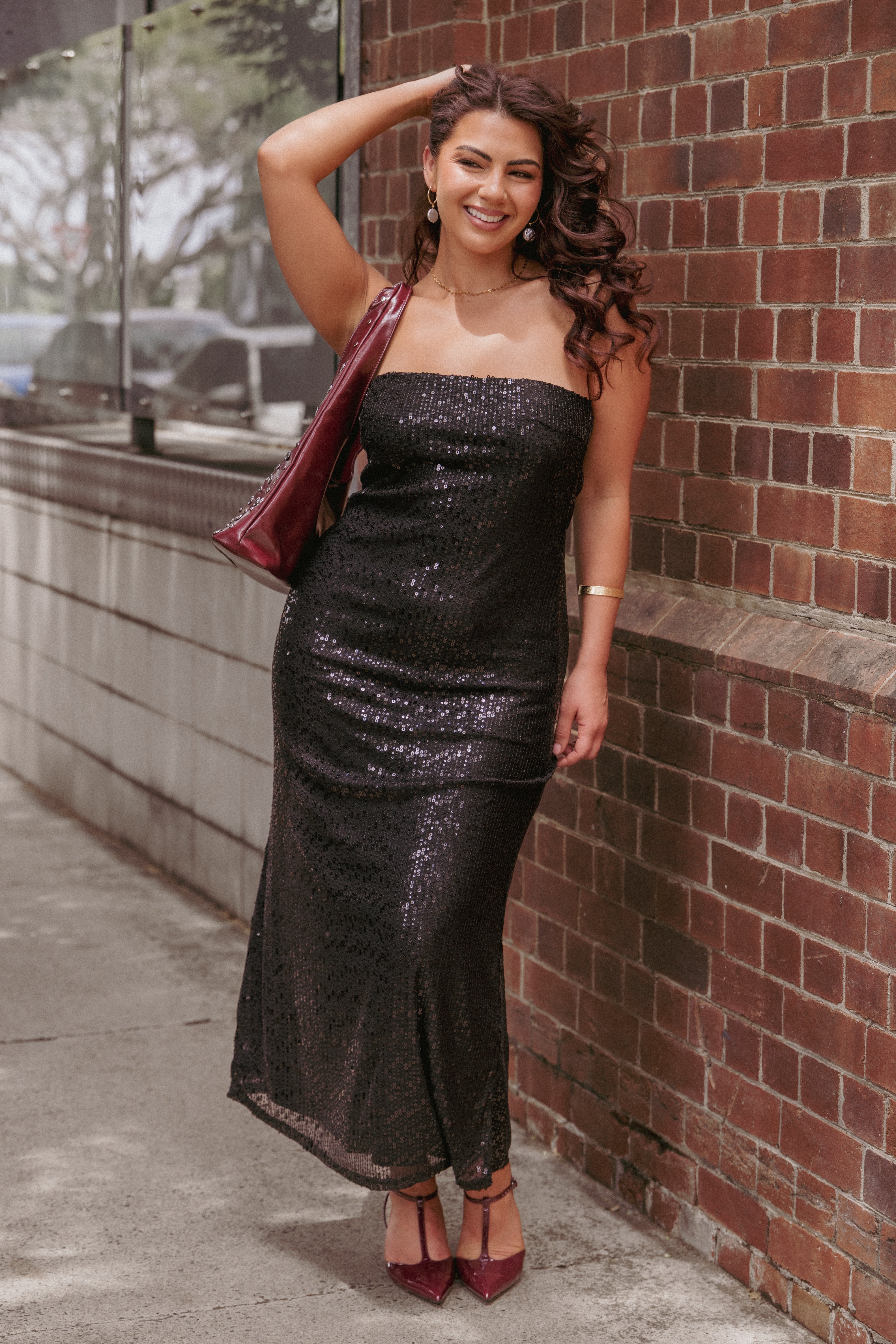 DRESSES Agnes Strapless Sequin Maxi Dress - Black