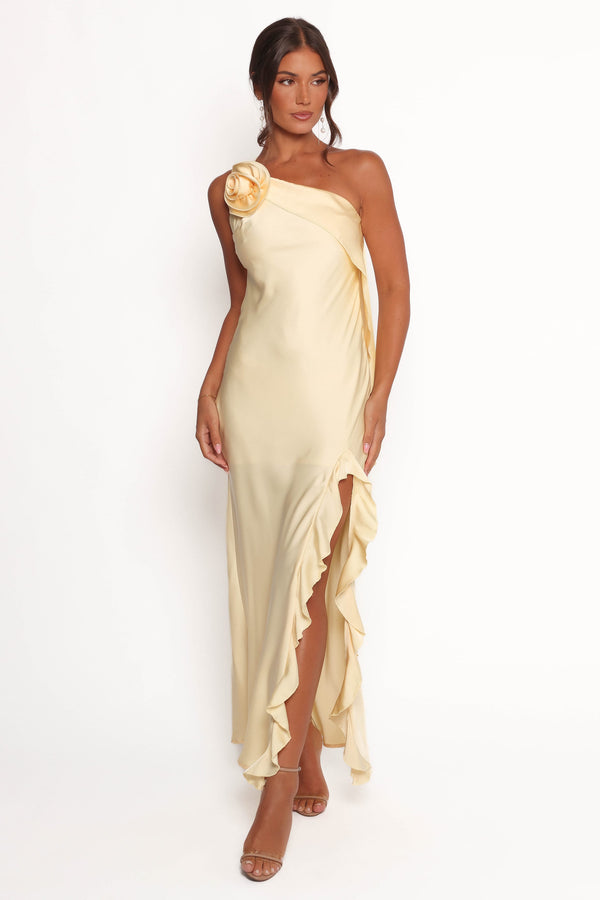 DRESSES Aila Rosette One Shoulder Dress - Butter Yellow
