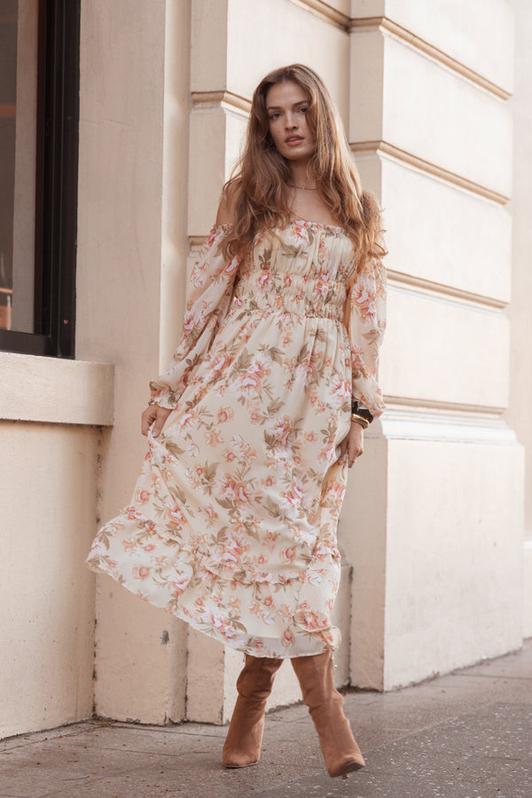 DRESSES Aine Midi Dress - Cream Floral