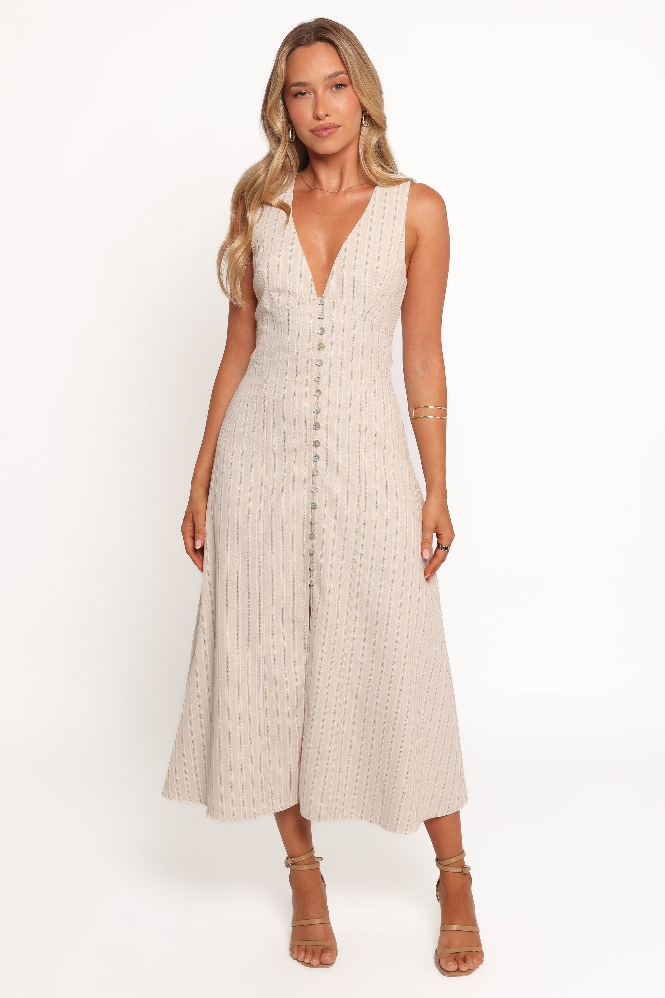 DRESSES Aisling Midi Dress - Beige Gold