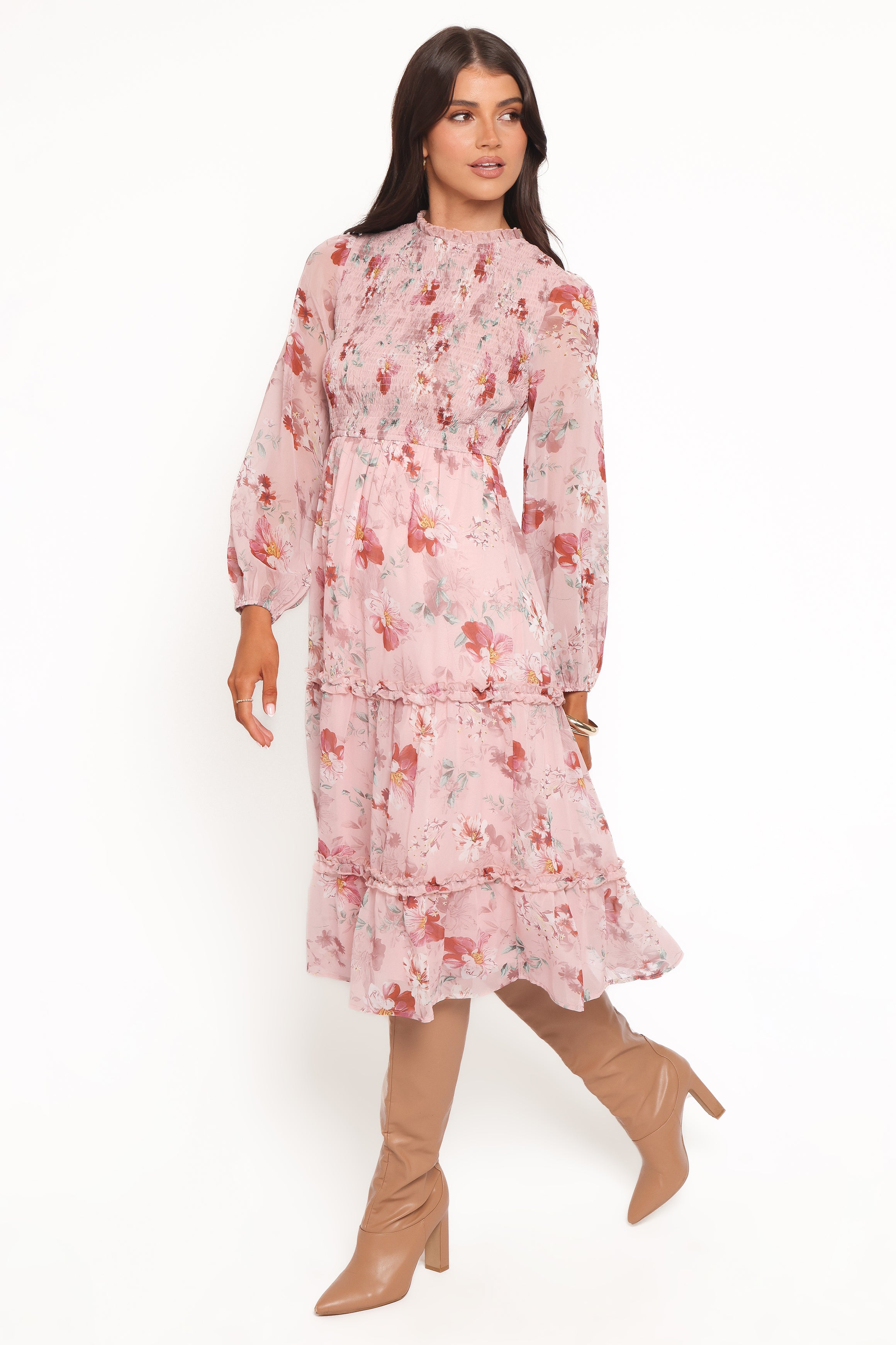DRESSES Alamea Long Sleeve Midi Dress - Pink Floral