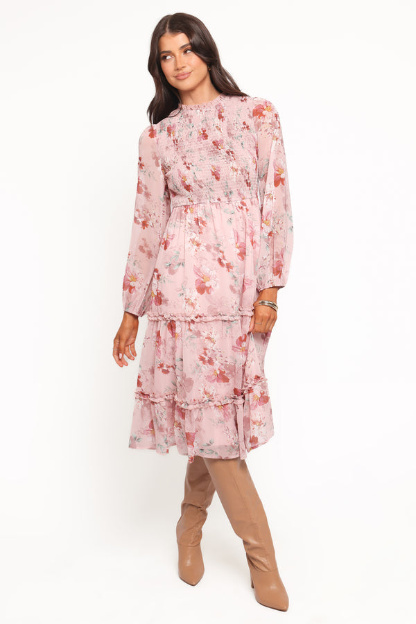 DRESSES Alamea Long Sleeve Midi Dress - Pink Floral