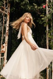 DRESSES @Aletta Halterneck Midi Dress - Cream (Hold for Hyper Femme)