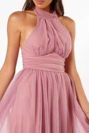 DRESSES @Aletta Halterneck Midi Dress - Pink