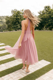 DRESSES @Aletta Halterneck Midi Dress - Pink (Hold for Hyper Femme)
