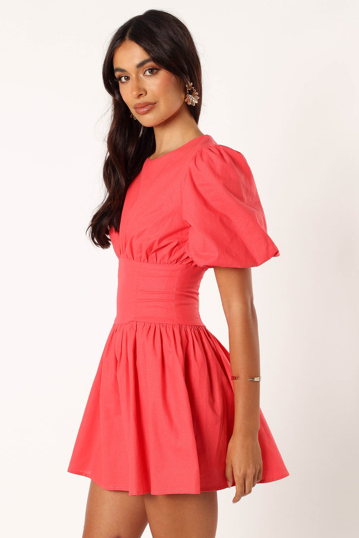 Collective Dress - Alfie Mini Dress - Coral Red sixth image