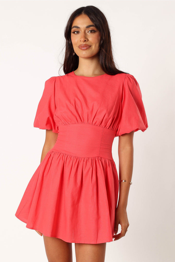 Collective Dress - Alfie Mini Dress - Coral Red fifth image