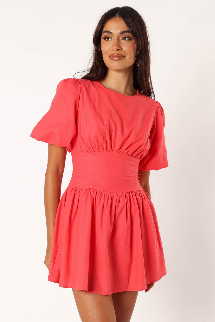 Collective Dress - Alfie Mini Dress - Coral Red fourth image